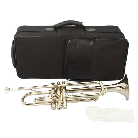 Ktaxon New B Flat Silver Bb Trumpet for Concert Band with Case