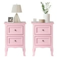 thumbnail image 1 of Ktaxon Nightstand, Bedside Table with 2 Storage Drawers, End Side for Bedroom, Country Style Set of 2,Pink, 1 of 10