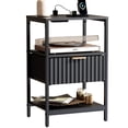 thumbnail image 1 of Ktaxon Fluted Nightstand with Charging Station End Table with Drawers Bedside Table Furniture for Bedroom, Living Room, Black, 1 of 6