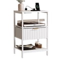 thumbnail image 1 of Ktaxon Fluted Nightstand with Charging Station End Table with Drawers Bedside Table Furniture for Bedroom, Living Room, White, 1 of 6