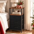 thumbnail image 1 of Ktaxon Nightstand with 3 Drawers End Table Bedside Table Furniture for Bedroom, Living Room, Brown & Black, 1 of 10