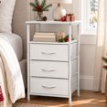 thumbnail image 1 of Ktaxon Nightstand with 3 Drawers End Table Bedside Table Furniture for Bedroom, Living Room, White, 1 of 9