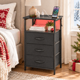 thumbnail image 1 of Ktaxon Nightstand with Charging Station LED Light End Table Bedside Table with 3 Drawers Furniture for Bedroom, Living Room, Black, 1 of 11