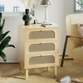 thumbnail image 1 of Ktaxon Nightstands, Rattan Nightstand with Storage Boho Bedroom Decor with Charging Station Mid Century Modern Nightstand Bedside Table, Oak, 1 of 9
