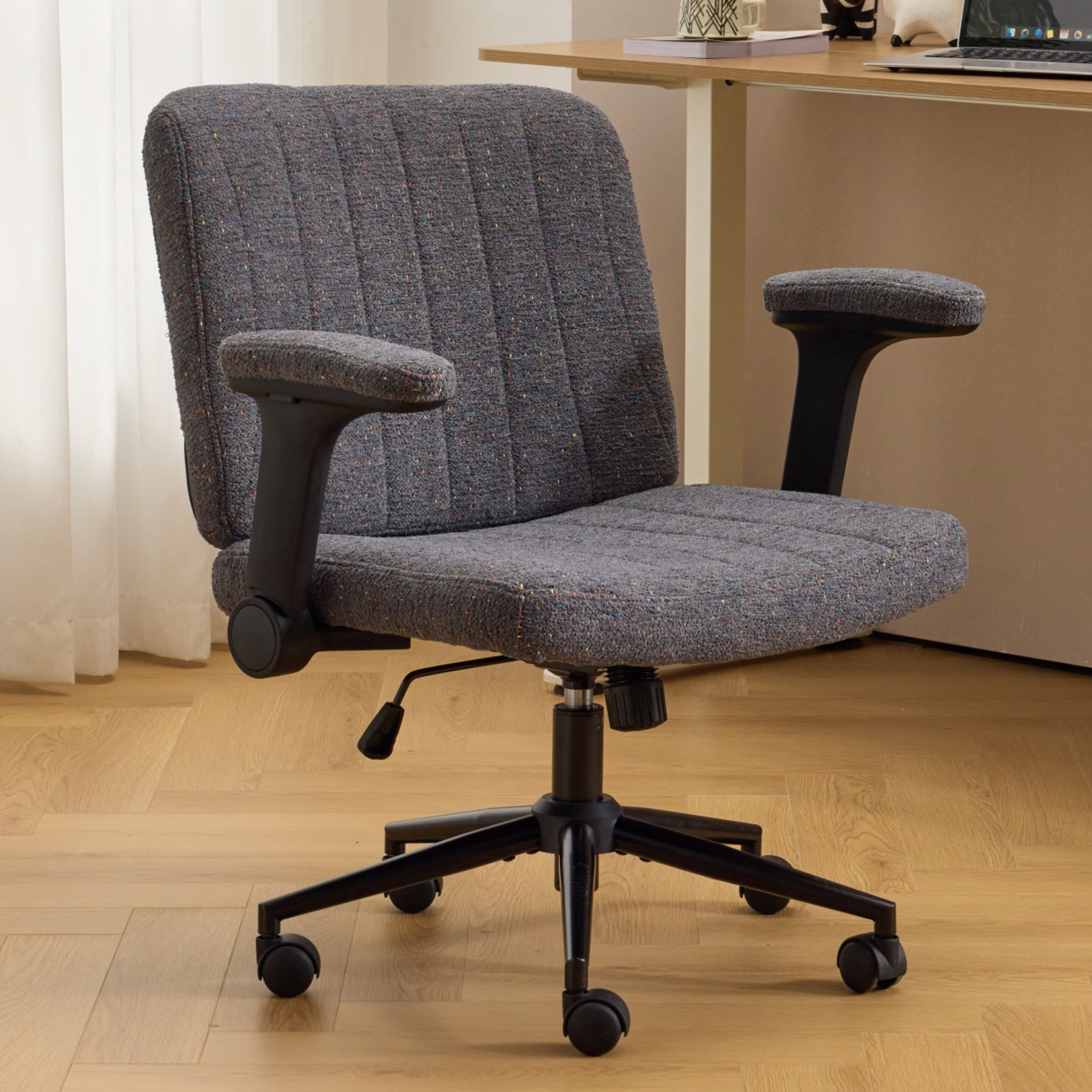 Ktaxon Office Chair, Flip-Top Armrest Desk Chair on Metal Star
