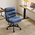 thumbnail image 1 of Ktaxon Office Chair with Armrests, Linen Fabric Desk Chair with Wheels, Swivel Task Chair for Study Room or Dressing Vanity Area Blue, 1 of 7
