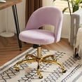 thumbnail image 1 of Ktaxon Office Desk Chair Adjustable Flannel Computer Task Chair Small Rolling Vanity Stool with Wheels for Study Make-up Dressing Room Light Purple, 1 of 10