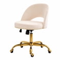 thumbnail image 1 of Ktaxon Office Desk Chair Adjustable Flannel Computer Task Chair Small Rolling Vanity Stool with Wheels for Study Make-up Dressing Room Off White, 1 of 9