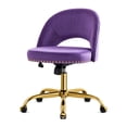 thumbnail image 1 of Ktaxon Office Desk Chair Adjustable Flannel Computer Task Chair Small Rolling Vanity Stool with Wheels for Study Make-up Dressing Room Purple, 1 of 13