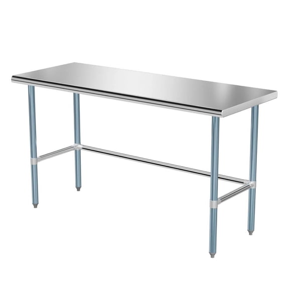 Ktaxon 60" x 24" NSF Stainless Steel Open Base Prep Table, Commercial Heavy-Duty Workstation for Restaurant, Home & Garage