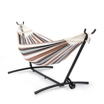 Ktaxon 9ft Yard Hammock Set, Patio Frame with Coffee Striped Cotton Hammock