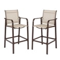 thumbnail image 1 of Ktaxon 2pcs Patio Garden Bar Chair 44in Height Wrought Iron Teslin Mesh, Brown Frame Beige, 1 of 13