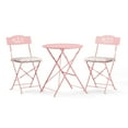 thumbnail image 1 of Ktaxon Outdoor 3-Piece Folding Bistro Set with Cushion, Small Metal Patio Seating Furniture Set - Pink, 1 of 9