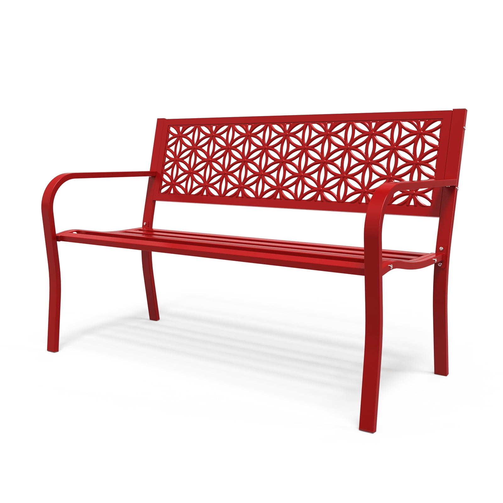 Ktaxon Outdoor Bench, Mental Bench with Floral Back, 2-Person Garden ...