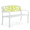thumbnail image 1 of Ktaxon Outdoor Bench, Metal Patio Leisure Bench with Butterfly Backrest, 2-Person Mix-Color Weatherproof Bench for Porch, Backyard, Poolside, Entryway (White & Green), 1 of 11