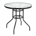 thumbnail interactive-video image 1 of Costway 32-Inch Round Patio Table - Tempered Glass Top, Steel Frame, Easy Assembly, For Outdoor Garden/Pool 1 of 3
