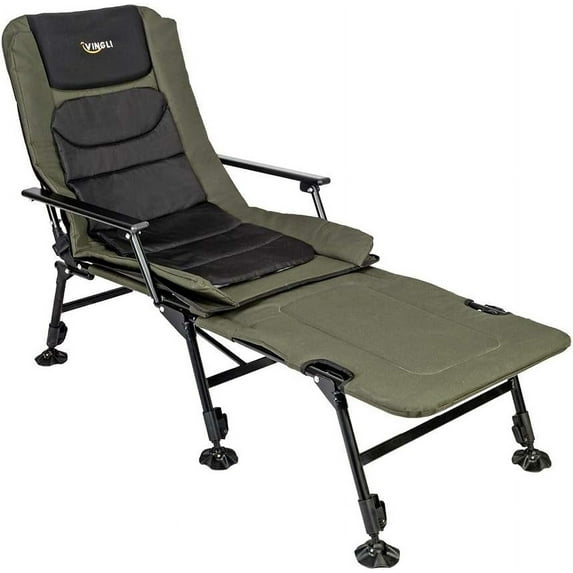 Ktaxon Outdoor Fishing Chair, Oversized Heavy Duty Camping Chairs with 160° Adjustable High Back & Footrest, Max Capacity 350Lbs Beach Chair for Outdoor Patio Camping Fishing