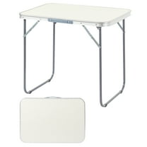 Ktaxon 2.3' Outdoor Portable Aluminum Camping Picnic Table, 3-Level Adjustable Height Metal Folding Dining Table,  Use for Camping Party Wedding Garden Commercial Entertaining Events, White