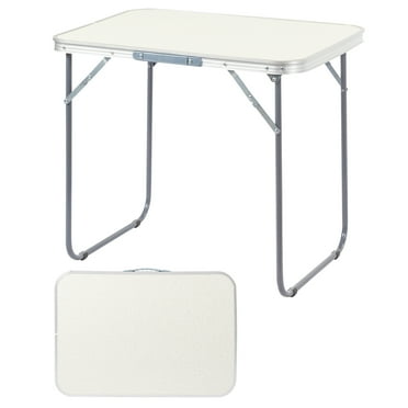 Ktaxon 2.3' Outdoor Portable Aluminum Camping Picnic Table, 3-Level Adjustable Height Metal Folding Dining Table,  Use for Camping Party Wedding Garden Commercial Entertaining Events, White