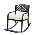thumbnail image 1 of Ktaxon Outdoor Metal Rocking Chair, Patio Rocking Seating with Cushion & Footrest, Weatherproof Rockeror Porch Deck Garden Balcony, Grid Backrest, 1 of 7
