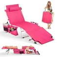 thumbnail image 1 of Ktaxon Outdoor Oversized Tanning Chair, Patio Beach Lounge Chair with Face Hole & Carrying Bag, Laying Out Chairs for Beach Sun Tanning, Pink, 1 of 8