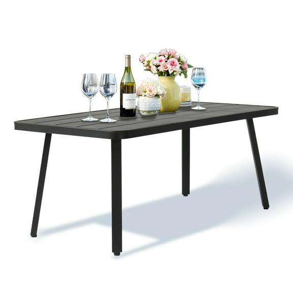 Ktaxon Outdoor Patio Coffee Table, Patio Steel Side Table Weather Resistant, Rectangle Metal Table for Outdoor Patio Balcony Porch Living Room, Black