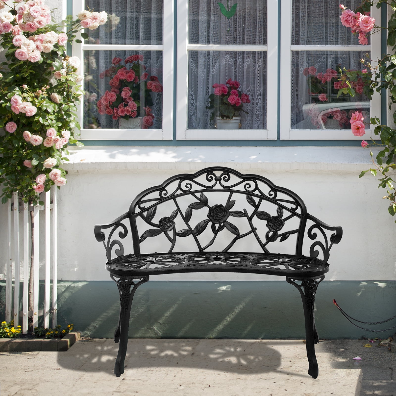Ktaxon Outdoor Patio Garden Bench, Bronze Cast Aluminum and Iron