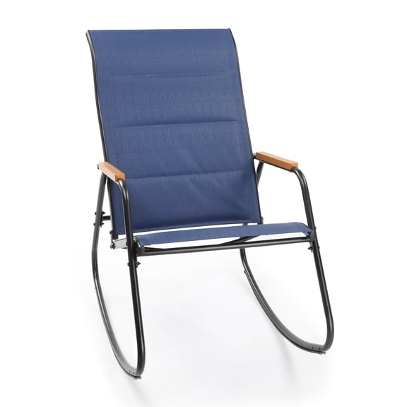 Ktaxon Outdoor Patio Rocking Chair Textilene Sling High Back Porch Chair 450LBS Capacity Blue