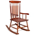 thumbnail image 1 of Ktaxon Outdoor Wood Porch Chair, Windsor Traditional Solid Wood Rocking Chair,Weather Resistant Rocking Chair for Garden Backyard Balcony, Brown, 1 of 10
