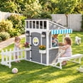 thumbnail image 1 of Ktaxon Outdoor Wooden Playhouse for Kids with Solar Lights, 61-Piece Pretend Kitchen Set, Black & White, 1 of 8