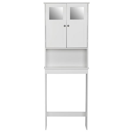 Ktaxon Over the Toilet Bathroom Cabinet Storage Space Saver with Double Doors and Open Shelving, Green