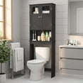 thumbnail image 1 of Ktaxon Over the Toilet Bathroom Storage Cabinet  with 2 Doors & 3 Storage Shelves Space Saver, Black, 1 of 19