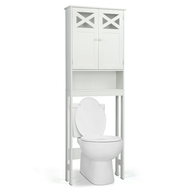Ktaxon Over The Toilet Storage Bathroom Cabinet with Adjustable Shelf and 2  Doors, Bathroom Shelf Space Saving, White - ktaxon