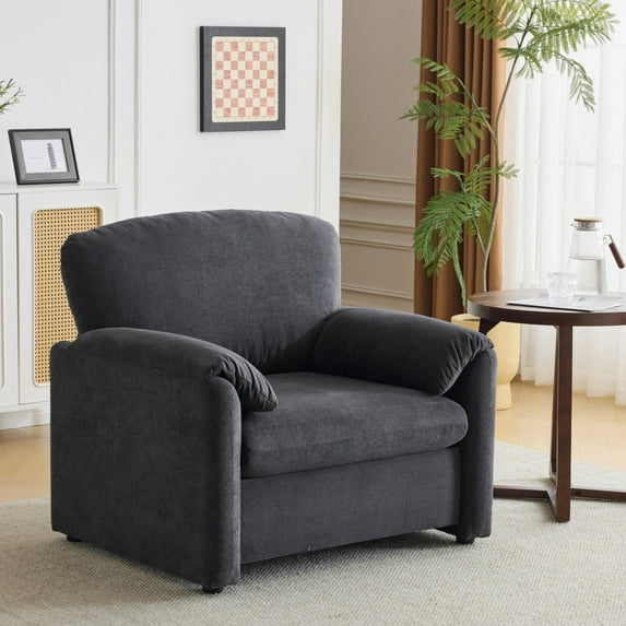 Ktaxon Oversized Accent Chair Chenille Armchair Upholstered Reading Chair Comfy Single sofa for Bedroom, Office, Apartment, Dorm Dark Gray