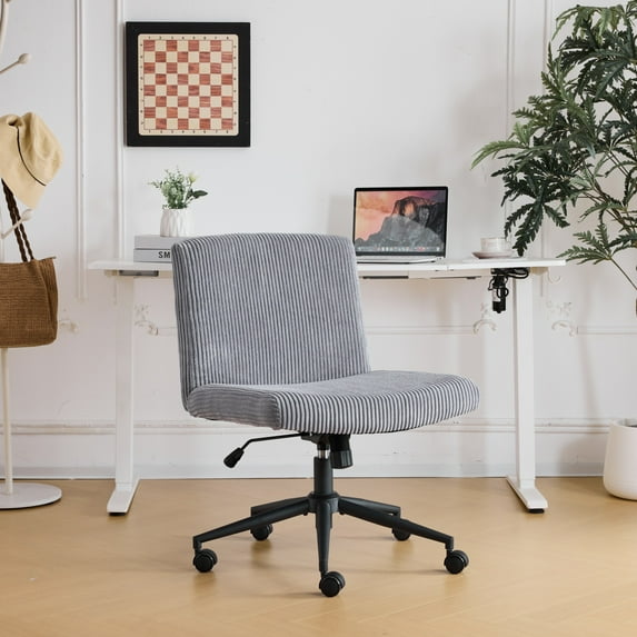 Ktaxon Oversized Armless Office Chair Swivel Study Chair Adjustable Desk Chair with Criss Cross Legs for Conference and Home Gray
