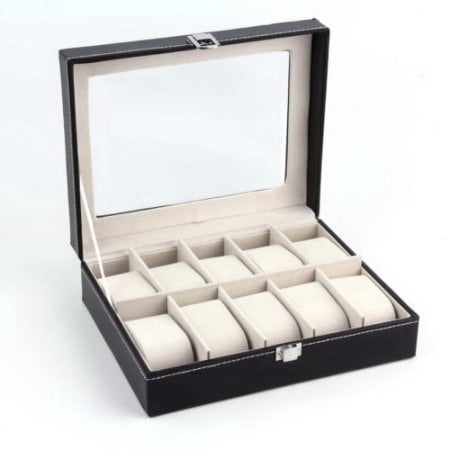 Ktaxon PU Leather 10 Slots Wrist Watch Display Box Storage Holder Organizer Case