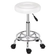 Ktaxon PU Leather Rolling Salon Stool, Height Adjustable Spa Drafting Tattoo Work Massage Stool Task Chair