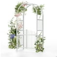 Ktaxon PVC Garden Arch 7Ft Garden Arch Arbor w/ Door for Outdoor ...