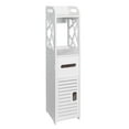 thumbnail image 1 of Ktaxon PVC Small Bathroom Storage Cabinet with Doors & Shelves & Paper Holders Freestanding, White, 1 of 10