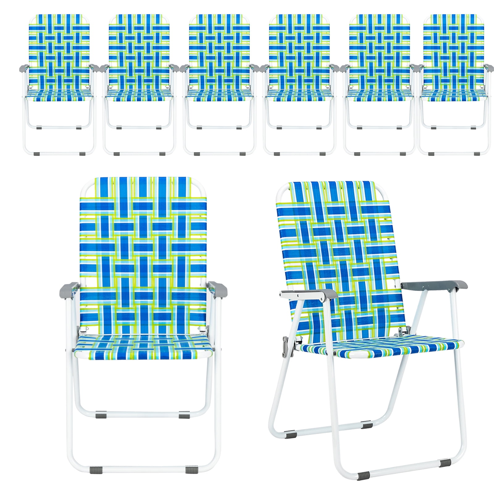 Ktaxon Patio Folding  Lawn Chair Set, 8 Pack Outdoor Beach Chair