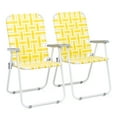 thumbnail image 1 of Ktaxon 2Pcs Patio Folding Web Lawn Chair Set, Outdoor Beach Chair, Portable Seating for Camping Picnic Party Commercial, Yellow, 1 of 10