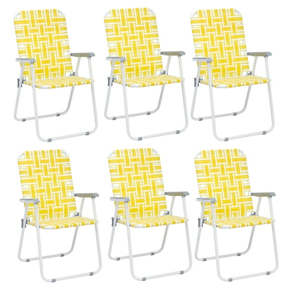 Ktaxon Patio Folding Chair Set 6 Pack Outdoor Beach Chair Camping Chair Yellow