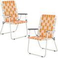 thumbnail image 1 of Ktaxon 2Pcs Patio Folding Web Lawn Chair Set, Outdoor Beach Chair Portable Camping Chair (24.4 x 23.6 x 36.6 in, Orange & White), 1 of 11