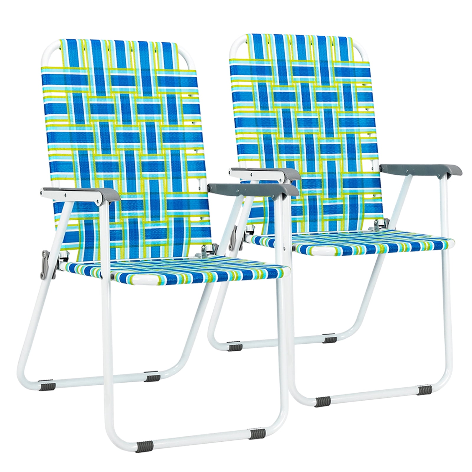 Ktaxon, Patio Folding Web Lawn Chair Set, 2 Pack, Light Blue