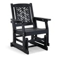 thumbnail image 1 of Ktaxon Patio Glider Chair, Floral Backrest, Side Cup Holder, Fir Wood, 28in, Black, 1 of 9