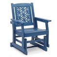 thumbnail image 1 of Ktaxon Patio Glider Chair, Floral Backrest, Side Cup Holder, Fir Wood, 28in, Blue, 1 of 9