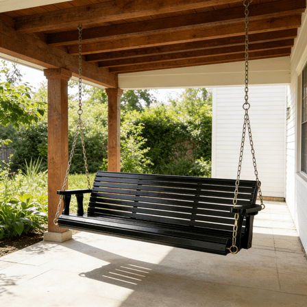 Ktaxon Patio Wooden Porch Swing for Courtyard & Garden, Heavy Duty 880 LBS Swing Chair Bench with Hanging Chains for Outdoors (Black, 5 FT)