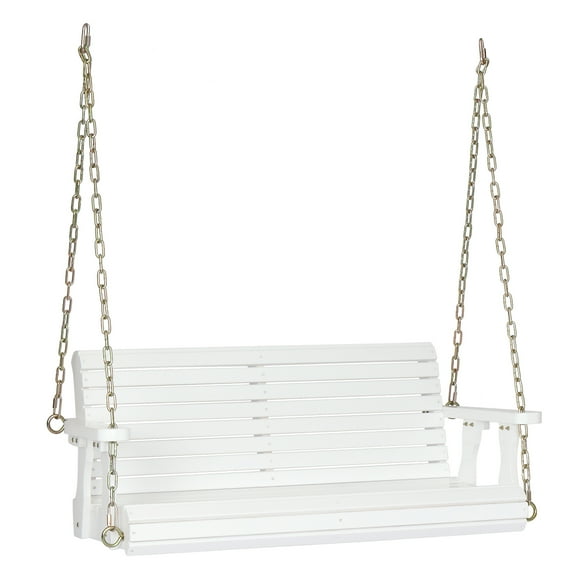 Ktaxon Patio Wooden Porch Swing for Courtyard & Garden, Heavy Duty 880 LBS Swing Chair Bench with Hanging Chains for Outdoors (White, 4 FT)