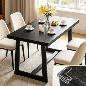 Ktaxon Pine Wood Dining Table for 4, 47.3" Rectangle 4-Person Indoor Farmhouse Kitchen Table Solid Wood Dinner Breakfast Table for Small Space, Apartment Friendly, Black