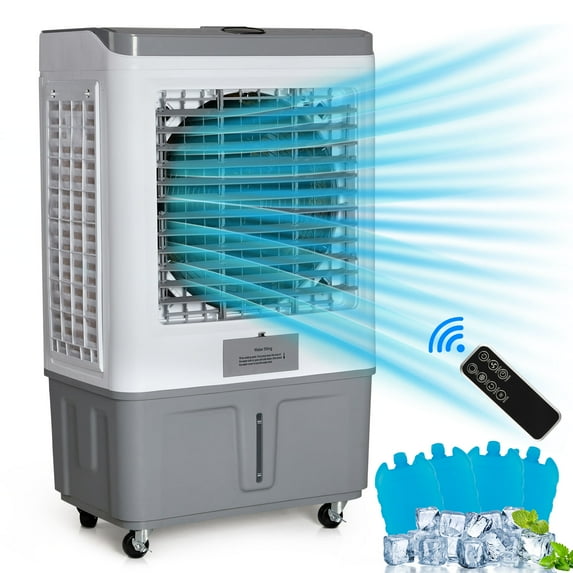 Ktaxon Portable Air Cooler, 2900CFM Evaporative Swamp Cooler with 19.8Gal/70L Water Tank, Cooling Fan with Oscillating, 3 Speeds, 12H Timer, 4 Ice Box, Indoor or Outdoor